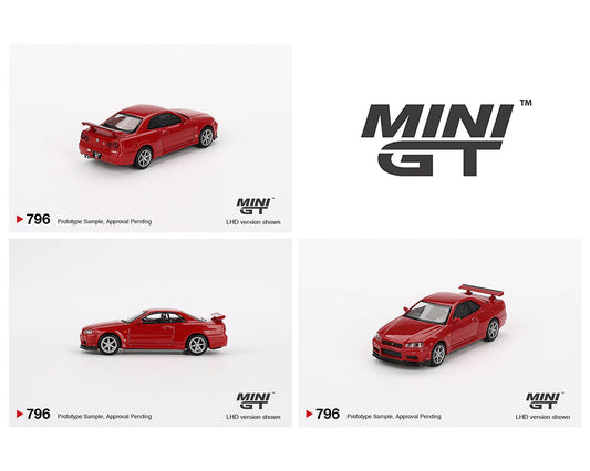 MINI GT 1:64 Nissan Skyline GT-R (R34) V-Spec Active Red