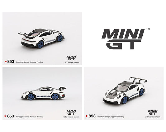 *PREORDER* MINIGT 1:64 Porsche 911 (992) GT3 RS Weissach Package in White with Indigo Blue