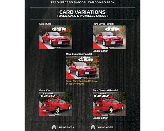 Tarmac Works 1/64 Mitsubishi Lancer GSR Evolution II in Red with Trading Cards