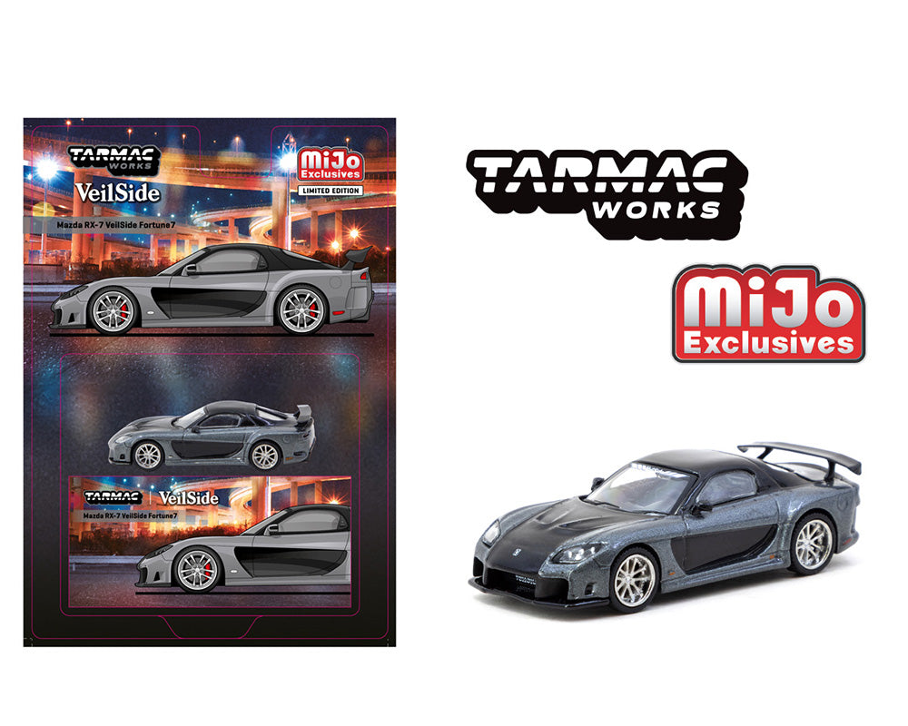 Tarmac Works 1:64 Mazda RX-7 VeilSide Fortune7 in Grey Metallic / Black