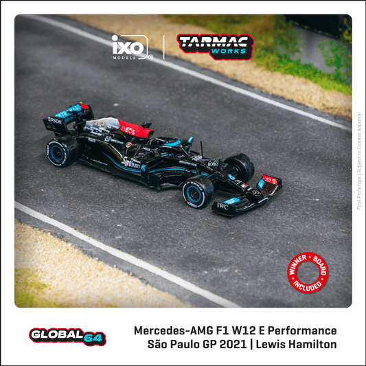 Tarmac Works 1:64 Mercedes-AMG F1 W12 E Performance S茫o Paulo Grand Prix 2021 Winner Lewis Hamilton