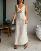 Casual Hollow Sling Cotton Linen Dress