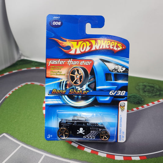 Bone Shaker #6 * Black w/ FTE Rims * Hot Wheels 2006