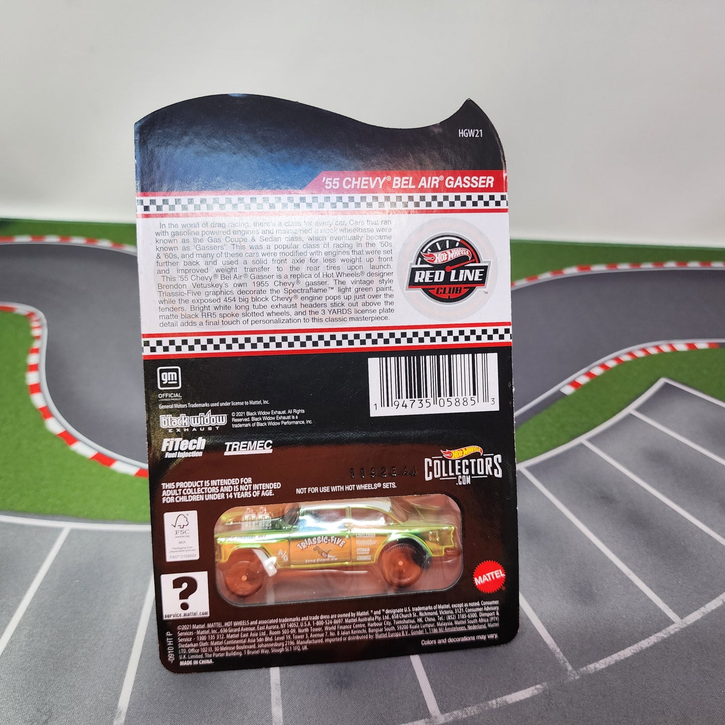 55 chevy Bel air Gasser Triassic-Five * Hot Wheels Red Line Club RLC