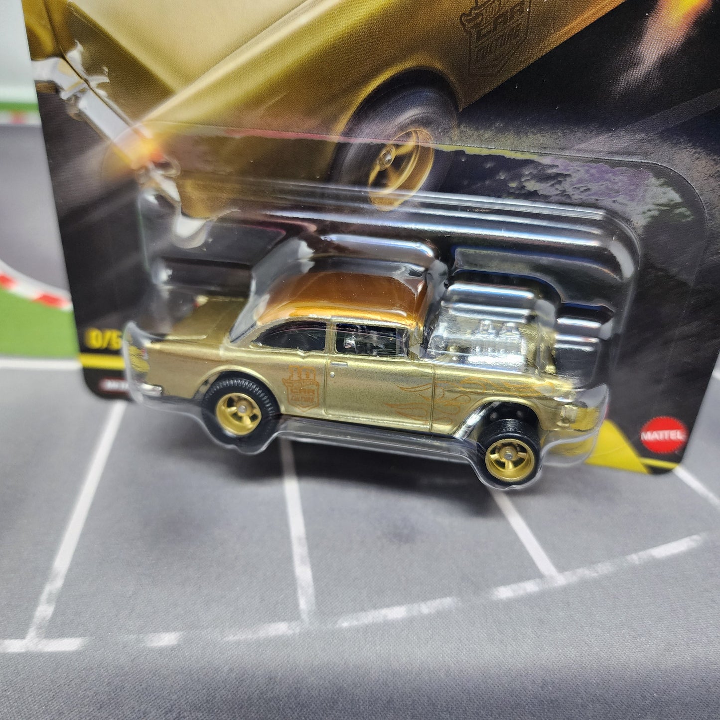 55 Chevy Bel Air Gasser * GOLD CHASE * Hot Wheels Car Culture Thrill Climbers