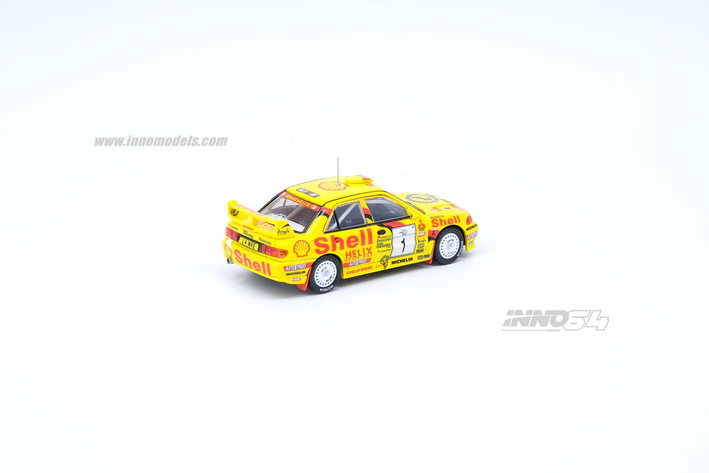 INNO Models 1:64 Mitsubishi Lancer EVO III #1 Neste 1000 Lakes Rally Finland 1995 Tommi Makinen / Seppo Harjanne