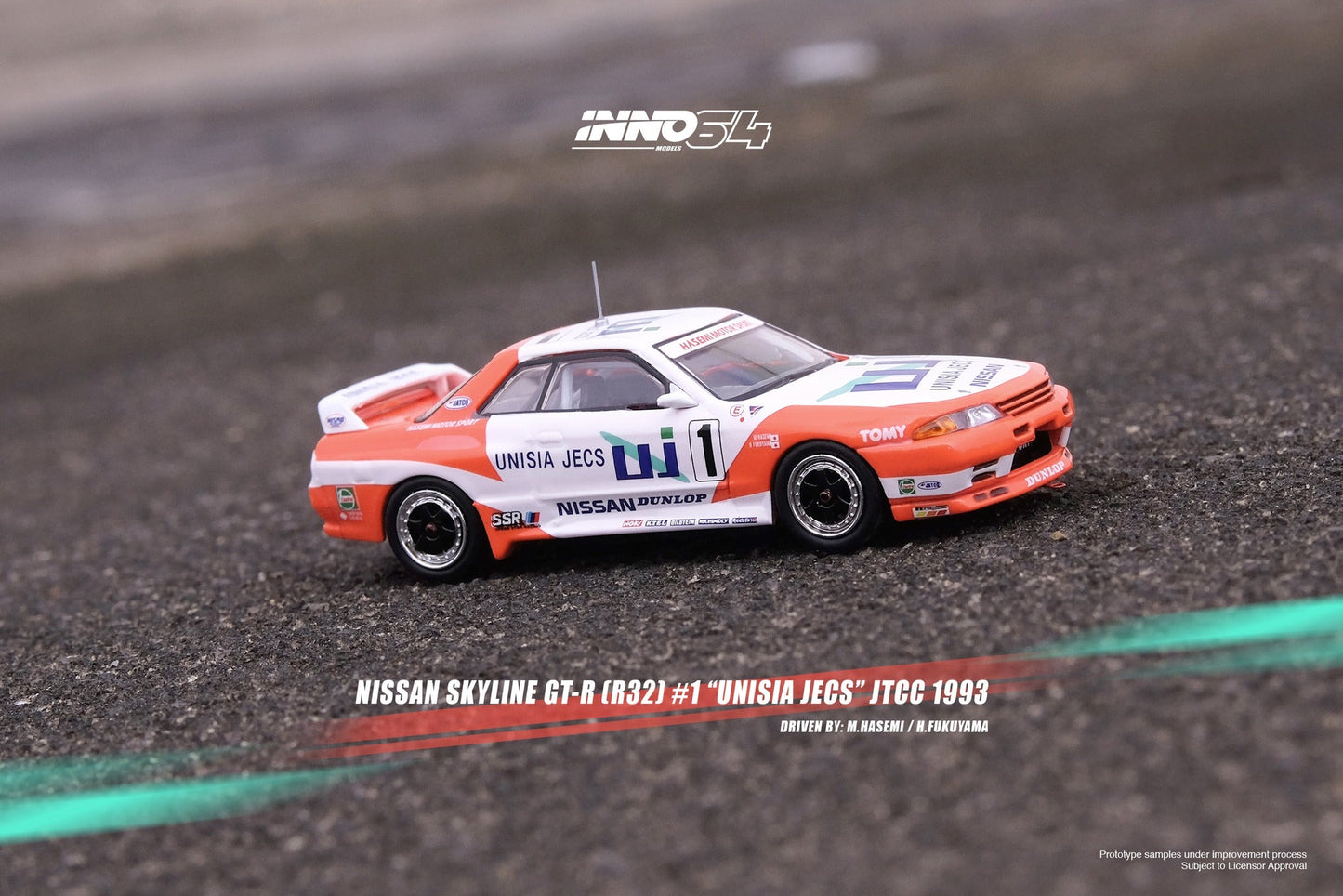 INNO64 1:64 Nissan Skyline GT-R (R32) #1 "UNISIA JECS" JTCC 1993 M. Hasemi / H. Fukuyama