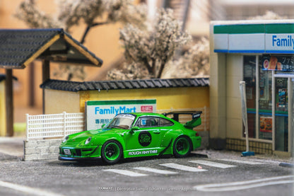 Tarmac Works 1/64 Porsche 993 RWB Rough Rhythm Fuel Fest Student Driver in Green