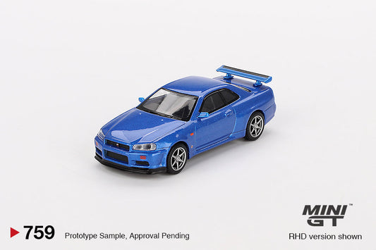 MINI GT 1:64 Nissan Skyline GT-R (R34) V-Spec Bayside Blue