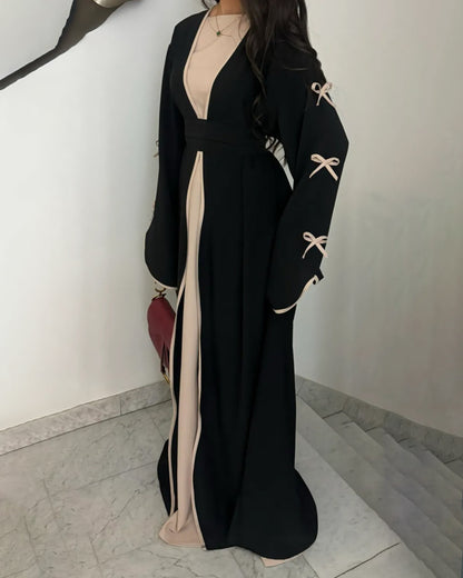 Elegant Bow Cardigan & Dress Two-Piece Set
