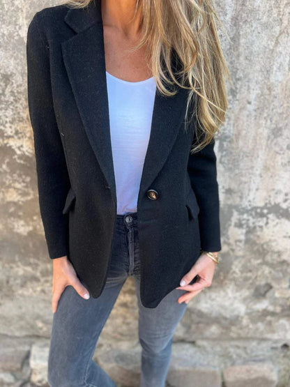Ins Button Lapel Short Blazer Winter Fashion Commuter Jacket Outwear Women's Clothing