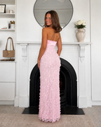 Floral Appliqué Strapless Maxi Dress