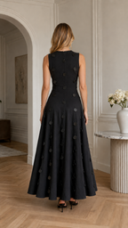Midnight Charm Embellished A-Line Maxi Dress