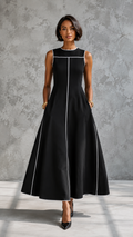 Monroe Contrast Trim Midi Dress