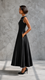 Monroe Contrast Trim Midi Dress