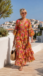 Sunset Bloom Tiered Maxi Dress
