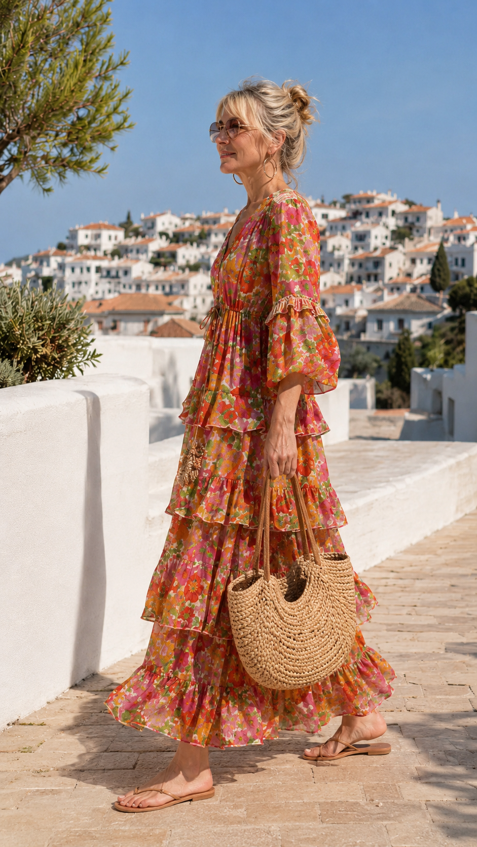 Sunset Bloom Tiered Maxi Dress