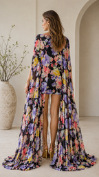 Floral Cape Mini Dress