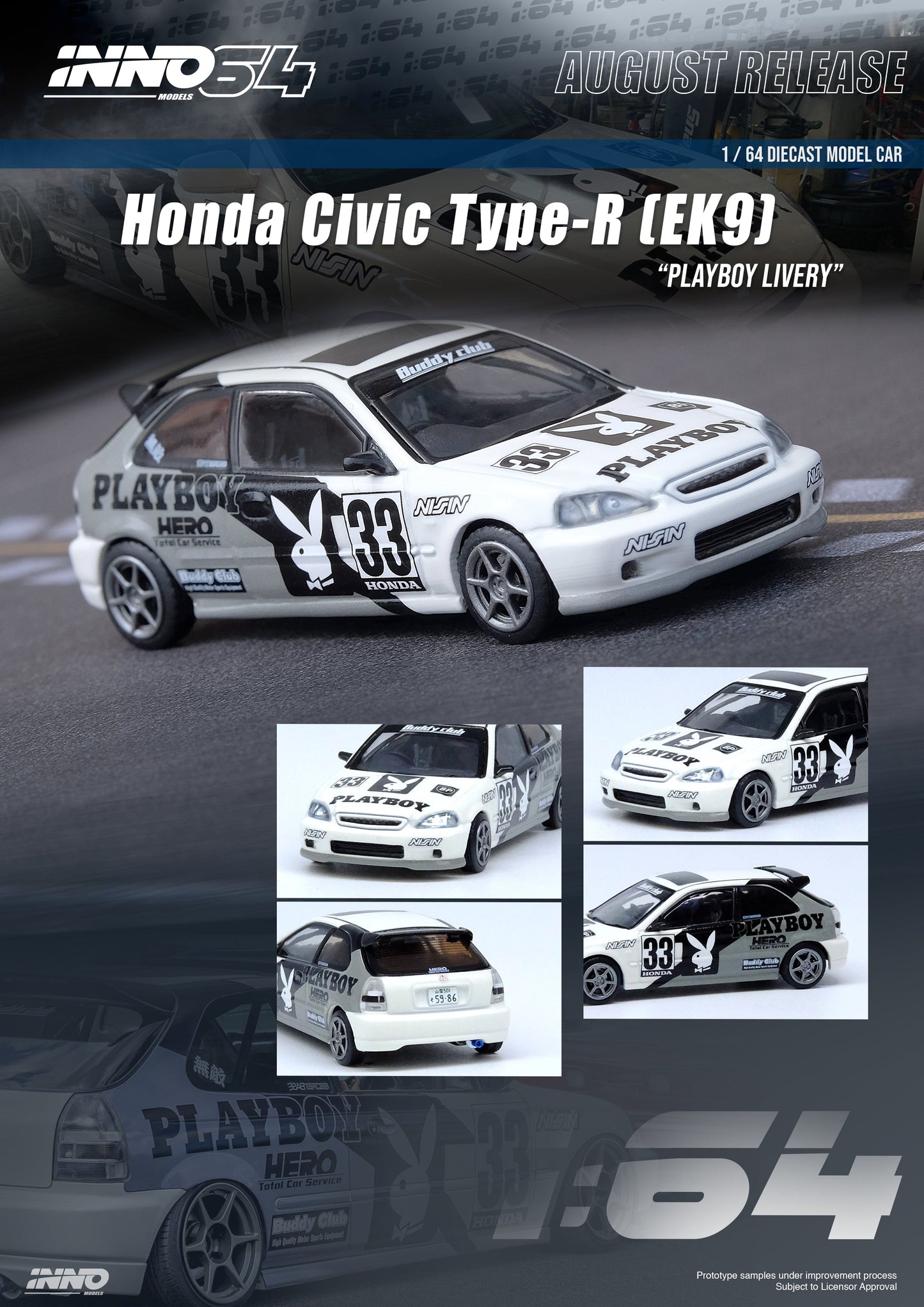 INNO64 1:64 Honda Civic Type-R (EK9) "Playboy Livery"