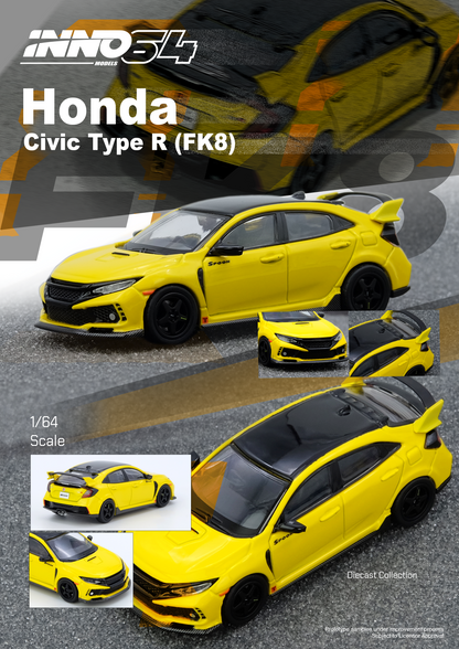 INNO64 1:64 Honda Civic Type-鈥疪 (Fk8) in Yellow