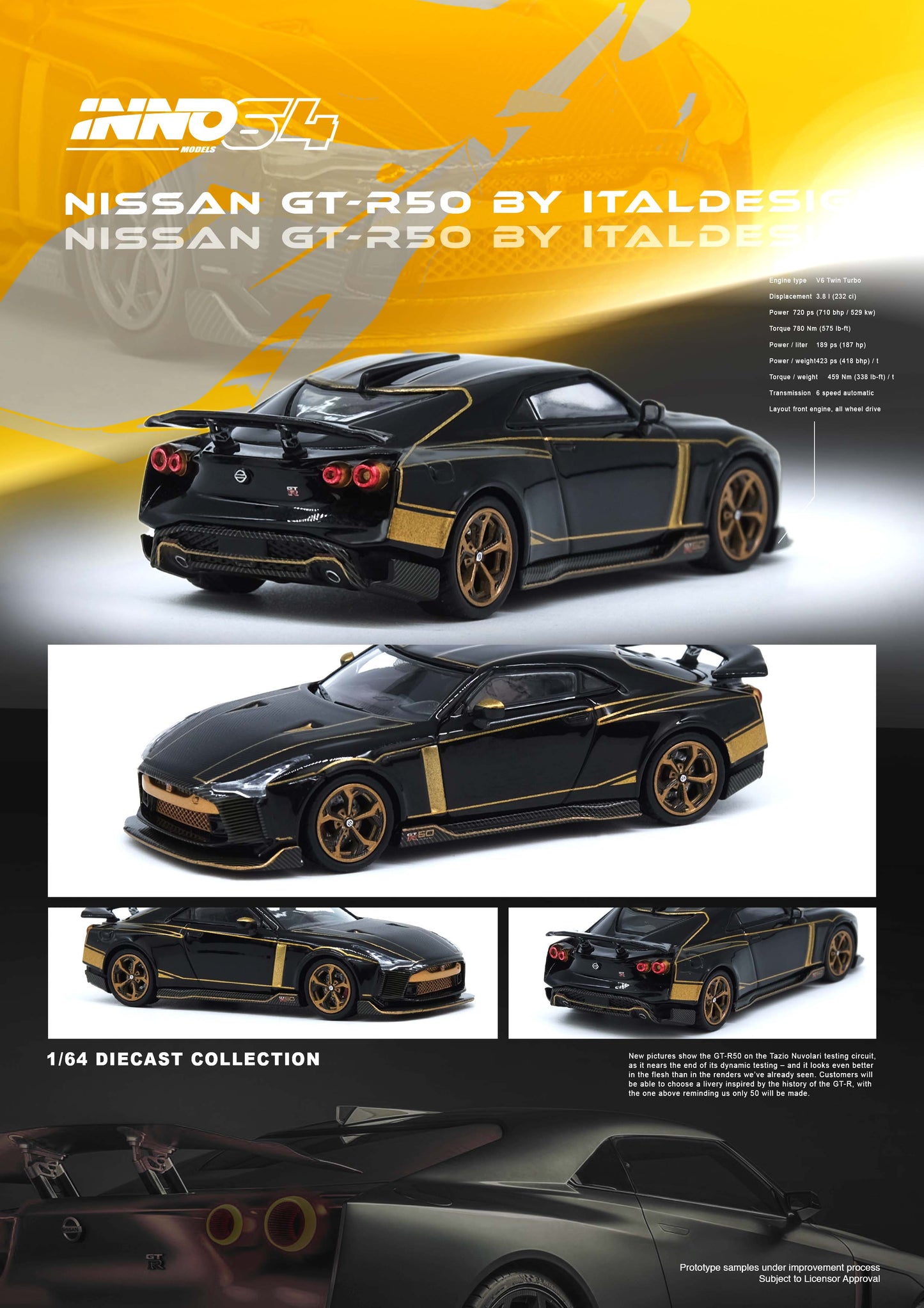 INNO64 1:64 Nissan GT-R50 by ITALDESIGN in Black