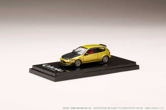 Hobby Japan 1:64 Honda Civic (EG6) SiR 鈪?with JDM Style in Yellow Metallic