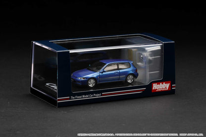 Hobby Japan 1:64 Honda Civic (EG6) SiR 鈪?with Engine Model in Captiva Blue Pearl