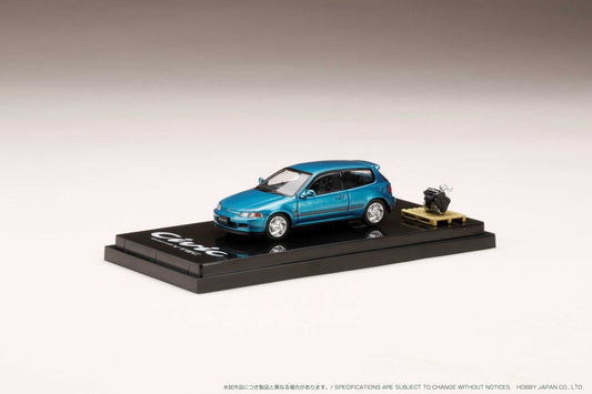 Hobby Japan 1:64 Honda Civic (EG6) SiR 鈪?with Engine Model in Tahitian Green Pearl
