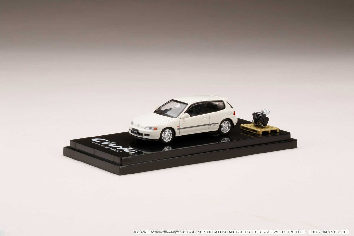 Hobby Japan 1:64 Honda Civic (EG6) SiR 鈪?with Engine Model in Frost White