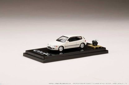 Hobby Japan 1:64 Honda Civic (EG6) SiR 鈪?with Engine Model in Frost White