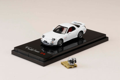 Hobby Japan 1:64 Mazda RX-7 (FD3S) Spirit-R Type in Pure White with Engine Display Model