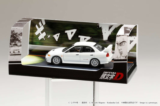 Hobby Japan 1:64 Mitsubishi Lancer RS Evolution 鈪?/ Initial D VS Takumi Fujiwara with Seiji Iwaki Figure