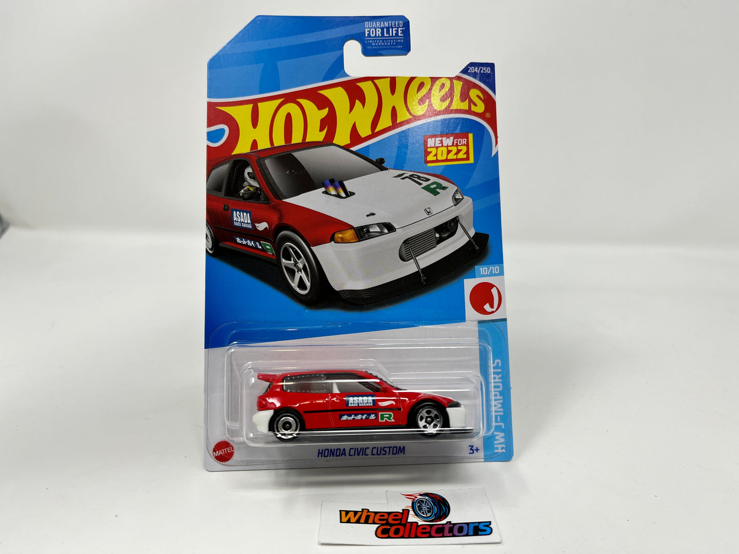 Honda Civic Custom #204 * RED * 2022 Hot Wheels USA Card