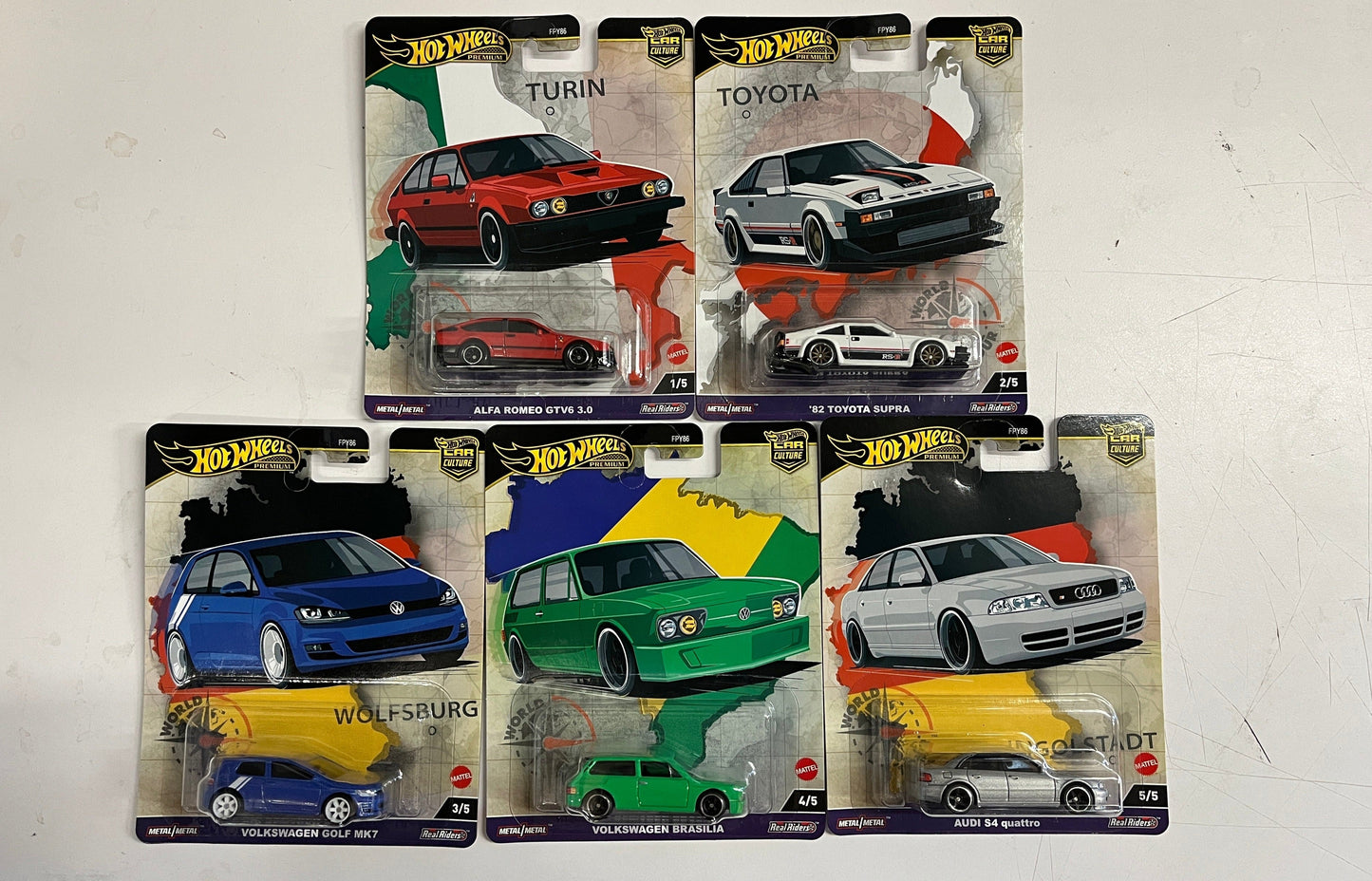 World Tour * Complete 5 Car Set * 2024 Hot Wheels Car Culture Case A