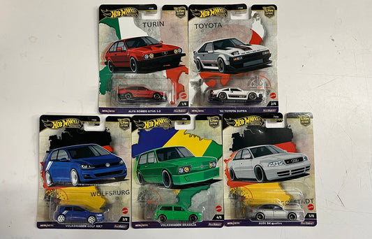World Tour * Complete 5 Car Set * 2024 Hot Wheels Car Culture Case A