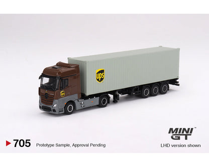 MINI GT 1/64 Mercedes-Benz Actros with 40 Ft Dry Container 鈥?UPS Europe