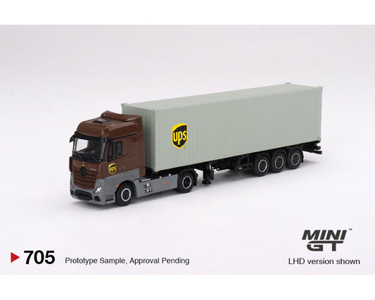 MINI GT 1/64 Mercedes-Benz Actros with 40 Ft Dry Container 鈥?UPS Europe