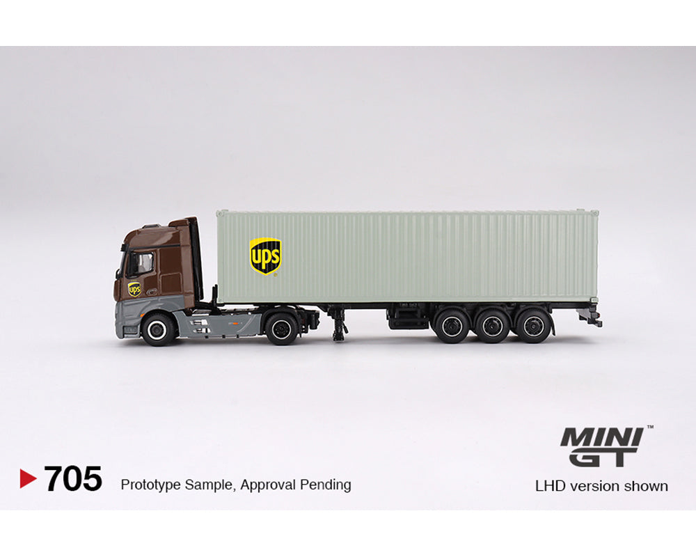 MINI GT 1/64 Mercedes-Benz Actros with 40 Ft Dry Container 鈥?UPS Europe