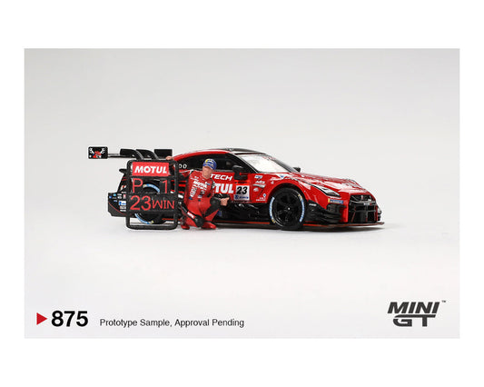MINI GT 1:64 Nissan GT-R NISMO #23 鈥淢OTUL AUTECH GT-R 2021鈥?SUPER GT SERIES Suzuka Winner with Matsuda Figure