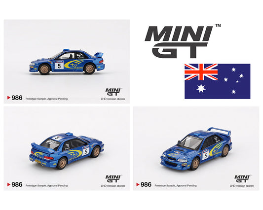 MINI GT 1:64 Subaru Impreza WRC99 鈥?#5, Richard Burns / Robert Reid 鈥?Winner, 1999 Rally Australia 鈥?Australia Exclusive