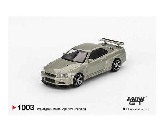 MINI GT 1:64 Nissan Skyline GT-R (R34) V-Spec II N眉r in Millennium Jade