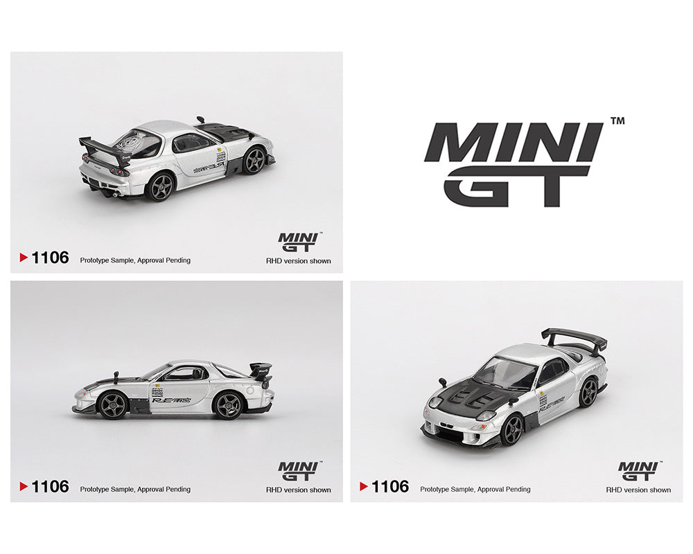 MINI GT 1:64 Mazda RX-7 RE-Amemiya - Silver Metallic