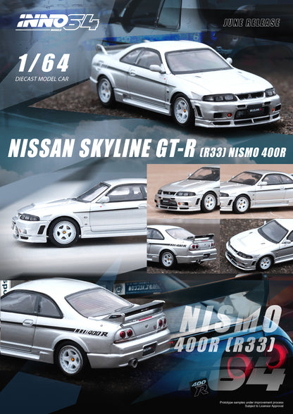 INNO64 1:64 Nissan Skyline GT-R (R33) NISMO 400R in Sonic Silver