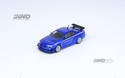INNO64 1:64 Nissan Skyline GT-R (R34) V-Spec Tuned by "MINE'S" in Blue