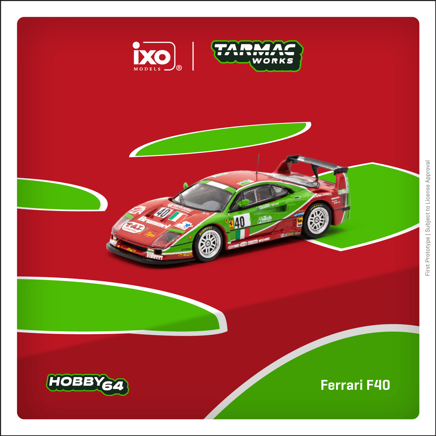 Tarmac Works 1:64 Ferrari F40 LM, 24h of Le Mans 1995, A. Olofsson / L. Della Noce / T. Ota