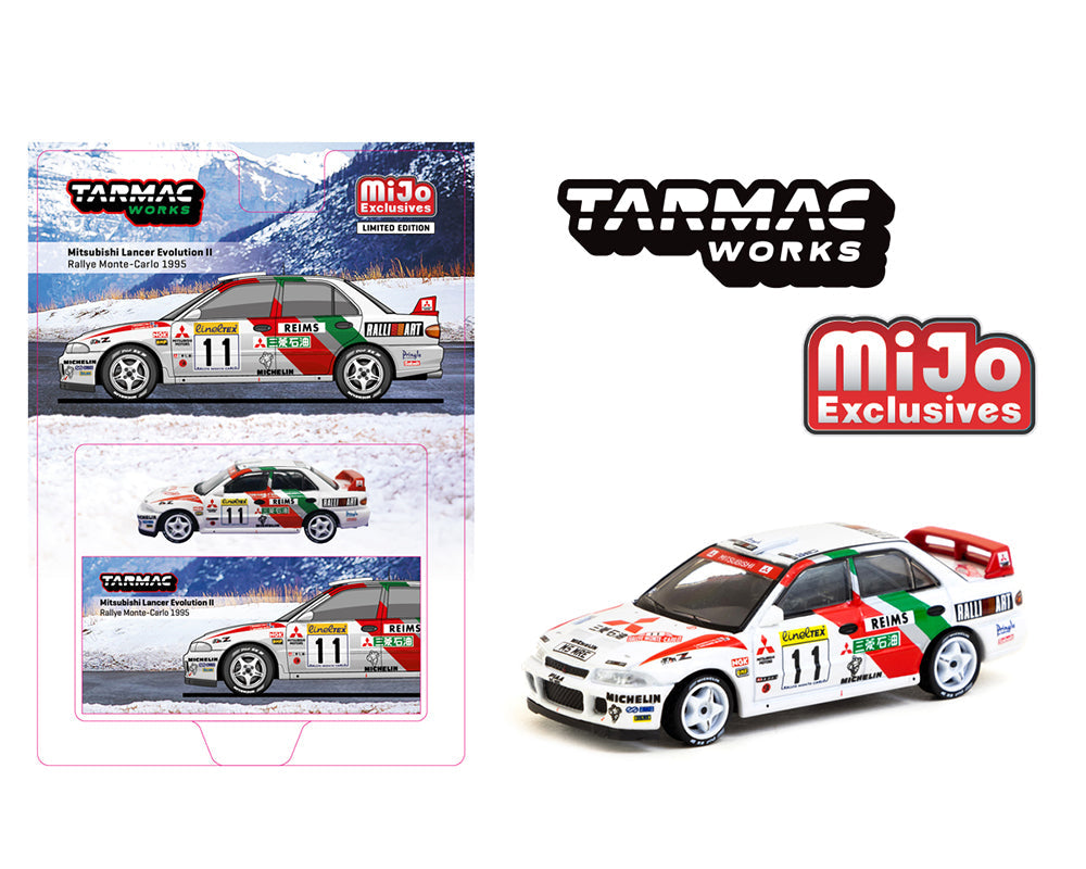 Tarmac Works 1:64 Mitsubishi Lancer GSR Evolution II Rallye Monte-Carlo 1995T. M盲kinen / S. Harjanne