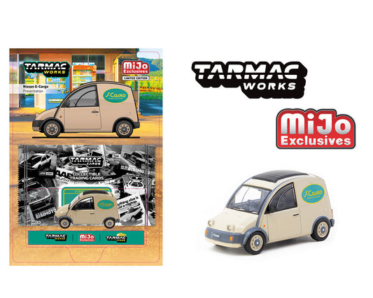 Tarmac Works 1:64 Nissan S-Cargo Presentation Model Car + Trading Cards Combo Set in White