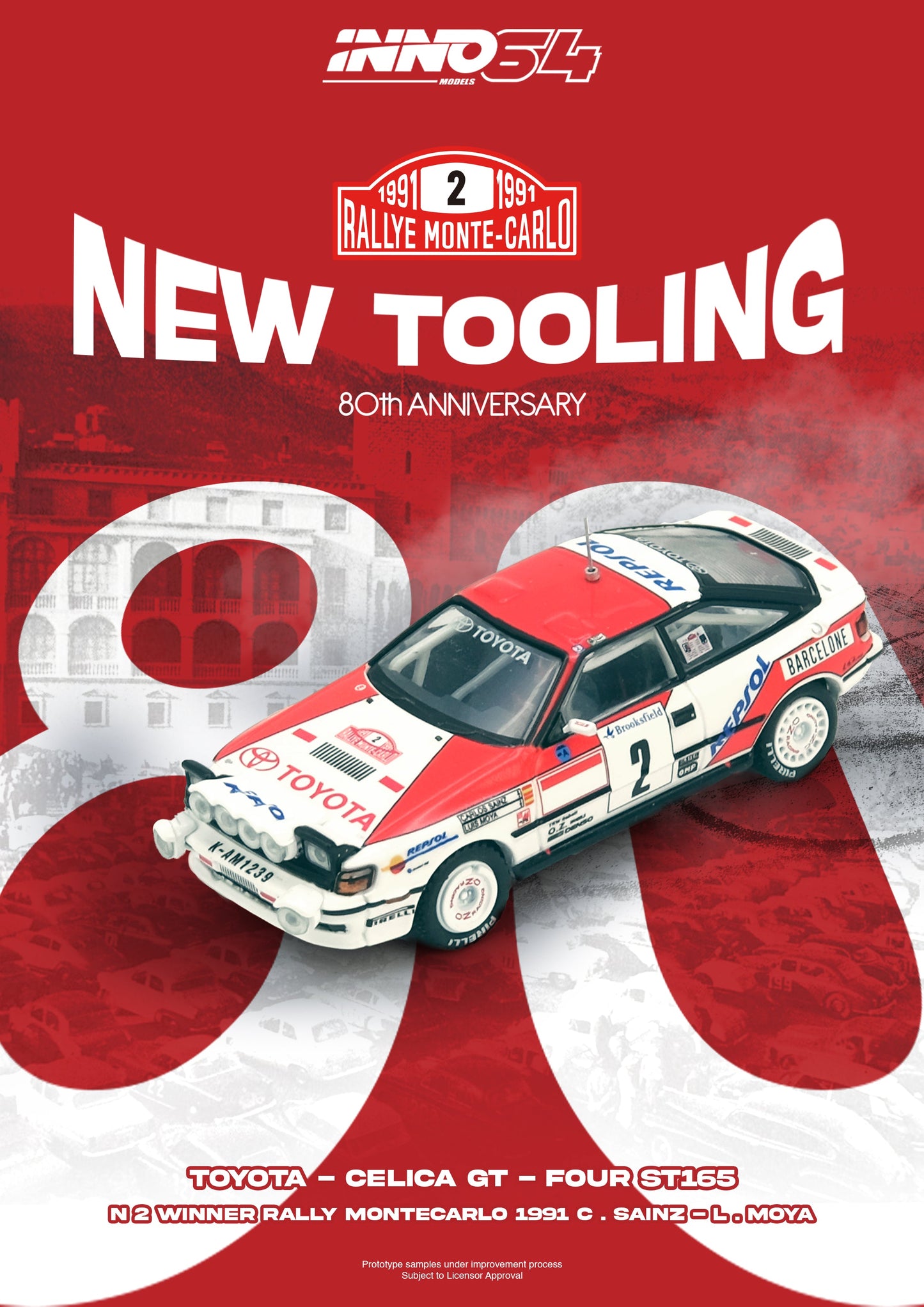 *PREORDER* INNO64 1:64 Toyota Celica GT-FOUR (ST165) Winner Rally Monte Carlo 1991 C. Sainz / L. Moya