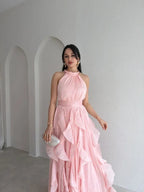 Ruffle Halter Maxi Dress