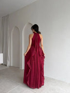 Ruffle Halter Maxi Dress